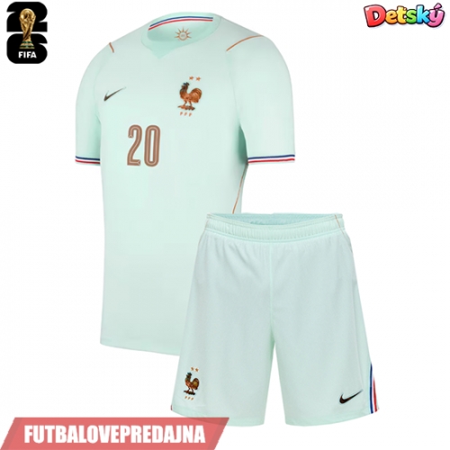 Lacne Dětský Futbalové dres Francúzsko Desire Doue #20 MS 2026 Krátky Rukáv - Preč (+ trenírky)